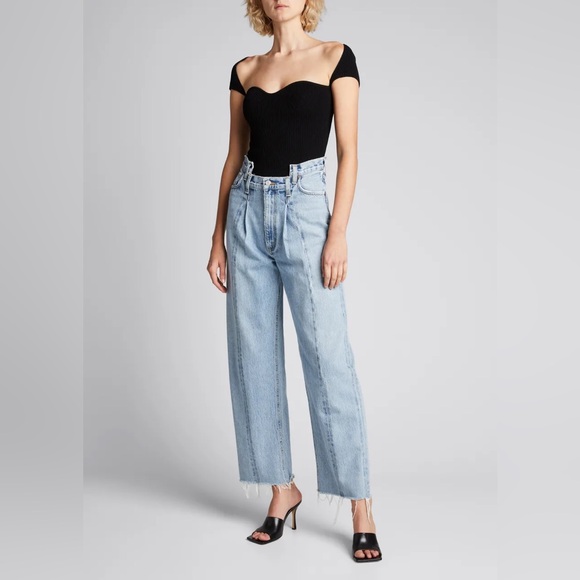 Agolde Pieced Angled Asymmetric High-Rise Organic-Cotton Denim Jeans size 26 - Picture 2 of 8